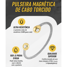 Pulseira magnética com cabo trançado (prata e ouro)