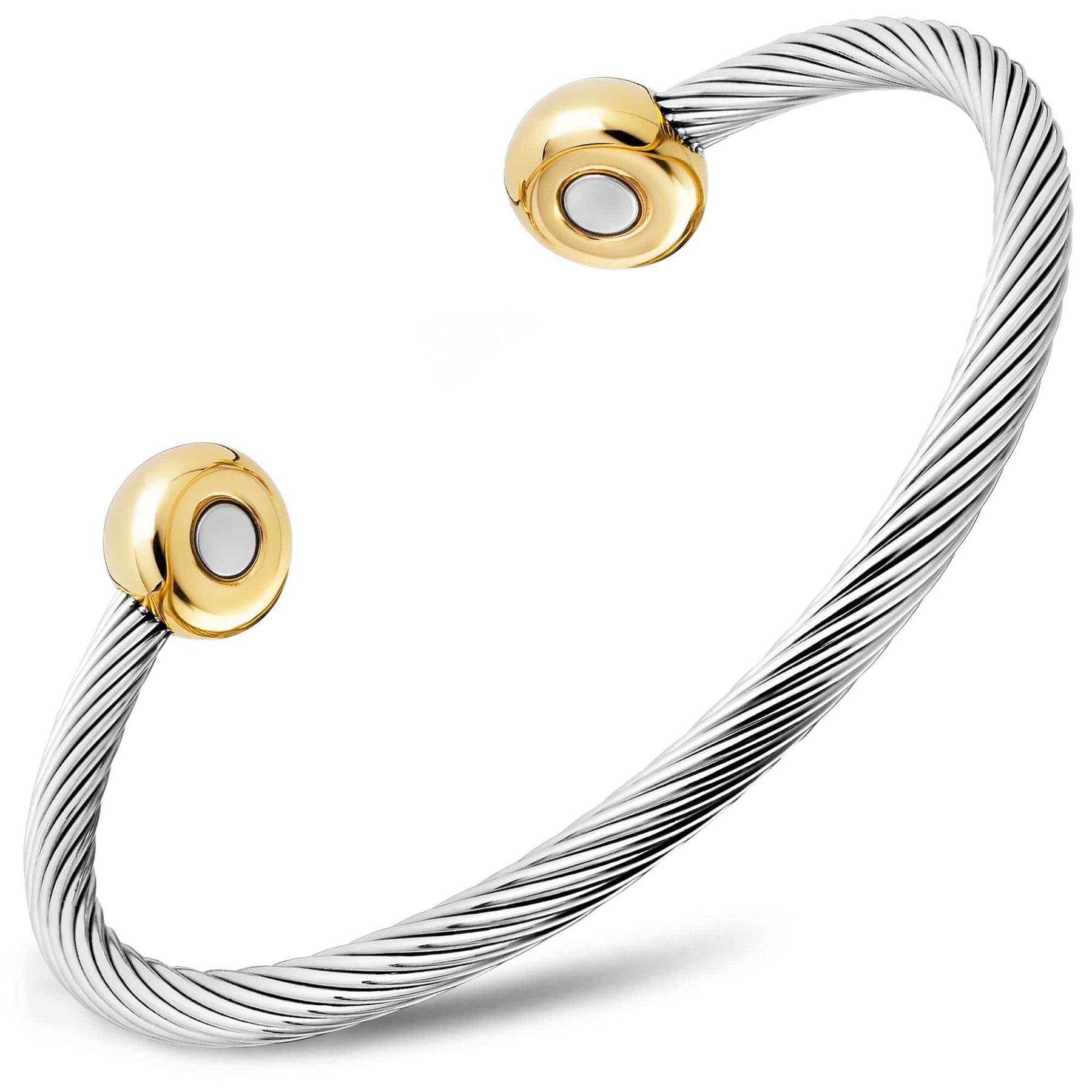 Pulseira magnética com cabo trançado (prata e ouro)